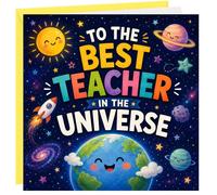 Teacher Thank You Card Space Theme Best In Universe Teacher's Thankyou Cards Teaching Assistant Appreciation End of School Year Term Leaving Cards Nursery Primary Leavers Card's