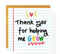 Teacher Thank You Card, Thank You for Helping Me Grow, for Teaching Assistant, Appreciation, for Manager, Mentor, For Boss, For Colleague