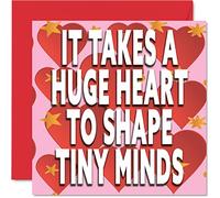 Teacher Thank You Cards - Huge Hearts Shape Tiny Minds - Thank you Cards for Teacher Her or Him, Heartfelt Appreciation Card, 145mm Greeting for Teachers Gifts