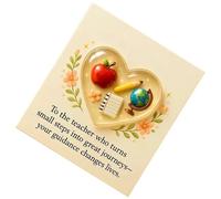 Teacher Thank You Keepsake - Party Favors 3 x 3 cm Heart Decorations Small Teacher Keepsake with Card | For Boys Girls School Classroom Graduation Christmas A