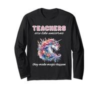 Teacher Unicorn Make Magic Happen Pretty Floral Cute Bojo Long Sleeve T-Shirt