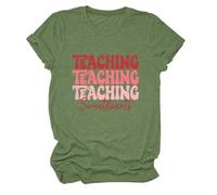 Teacher Valentine Day Shirts Women My Class is Full of Sweet Hearts T-Shirts Lover Heart Graphic Short Sleeve Blouse Tops, Olive Green, S