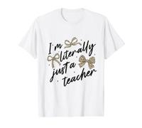 Teacher Women Teach Teaching Leopard Bow Back to School Value Graphic T-Shirt, Men, White, M