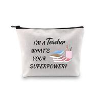 Teacher Zipper Pouch Teacher Gifts for Women Teacher Appreciation Gifts Makeup Bag I'm a Teacher What's Your Superpower Teacher Pencil Case Cosmetic Bag (Teacher Bag)