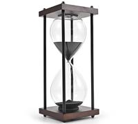 TeacherFav Hourglass Timer 60 Minute Large, Decorative Wooden Sandglass, Black