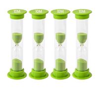 TeacherFav Sand Timer for Kids - 10 Minute Set of 4 Hour Glass - Green Color- Acrylic Covered for Classroom, Home & Kids Room