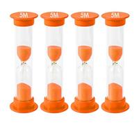 TeacherFav Sand Timer for Kids - 5 Minute Set of 4 Hour Glass - Orange Color- Acrylic Covered for Classroom, Home & Kids Room