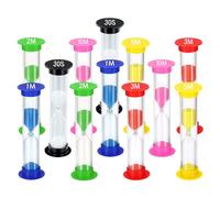 TeacherFav Sand Timer for Kids Set of 12 Small Colorful (Multi) Hour Glass Acrylic Covered Clock - 2 Pcs Each for 30Sec 1Min 2Min 3Min 5Min 10Min for Classroom, Home & Kids Room