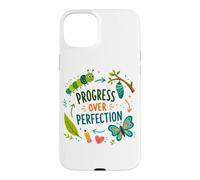 Teachers Back to School Progress Over Perfection Butterfly Case for iPhone 15 Plus