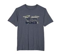 Teachers Change World: Global Education Impact T-Shirt, Men's Big and Tall, Heather Blue, 4X Tall