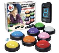 Teacher's Choice Wireless Light Up 8 Player Game Buzzer System | Displays Winning Player | Great for Trivia Games, Family Feud, Jeopardy, Competition, Spelling Bees