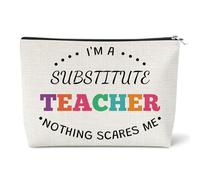 Teachers Cosmetic Bag Substitute Teacher Gift Teaching Assistant Gift for Women Makeup Bag Teacher's Aide Gifts for Coworker Graduation Teacher's Day End of Term Present from Student Retirement