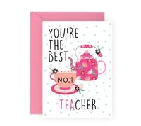 Teachers Day Card for Her - Tea Time Design - Thank You Message for Educator Mentor Tutor Teaching Assistant School Staff Professor - Heartfelt Gratitude - Comes with Sweet Stickers