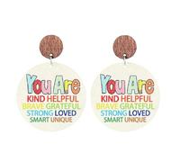 Teacher's Day Earrings Funny Highland Cow Cattle Wooden Dangle Earrings Grad Cap Tassel Drop Earring for Women Graduation Last Day of School Back to School Jewelry Gifts, wood, agate