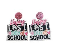 Teacher's Day Earrings Graduation Wooden Dangle Earrings Dainty Cap Clothes Book Shape School Earrings Shinning Giltter Last First Day of School Drop Earrings Back to School Jewelry Gifts, Wood, Agate