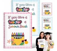 Teacher's Day Gift Card Book - If You Give a Teacher Summer Break - Thoughtful Appreciation Flip Craft Book, Teacher Appreciation Booklet with Message Card, Perfect for Teacher's Day (Pink+Blue)