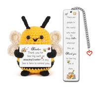 Teacher's Day Gifts from Class Students Women Men Handmade Crochet Smile Sunflower Tutor Bookmark 2pc Set Birthday Gifts Christmas Thanksgiving Presents Thank You for Bee-ing Such an Amazing Teacher