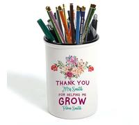 Teachers Gift - Personalised Thank You For Helping Me Grow Birthday Gift End of Term Thanks-Giving Desk accessories Pen/Pencil Pot Makeup Pot Stuff Storage Pot.