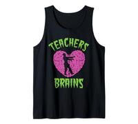 Teachers Love Brains Halloween Zombie Teaching Funny Costume Tank Top