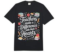 Teachers Make A Difference with Their Hearts Comfort Colors Adult Heavyweight T-Shirt