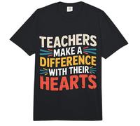 Teachers Make A Difference with Their Hearts - Comfort Colors Adult Heavyweight T-Shirt