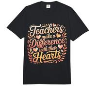 Teachers Make A Difference with Their Hearts |- Comfort Colors Adult Heavyweight T-Shirt