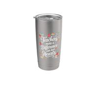 Teachers Make A Difference with Their Hearts Stainless Steel Insulated Tumbler
