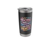 Teachers Make A Difference with Their Hearts - Stainless Steel Insulated Tumbler