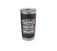 Teachers Make A Difference with Their Hearts - Stainless Steel Insulated Tumbler