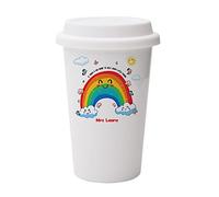 Teachers Theme Personalised It Takes a Big Heart to Help Shape Little Minds Birthday, Thanks-Giving 10oz Dual Wall Eco Insulated White Ceramic Travel Mug with White Lid.