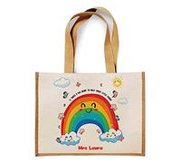 Teachers Theme Personalised It Takes a Big Heart to Help Shape Little Minds Birthday, Thanks-Giving Jute Bag Unique Reusable Jute Bag for Life. (Natural)