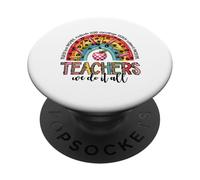 Teachers We Do It All Rainbow Leopard Educator PopSockets Adhesive PopGrip