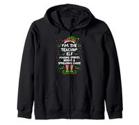 Teachin' Elf Making Spirits Bright & Spreading Cheer Xmas Zip Hoodie
