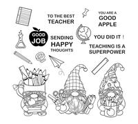 Teaching and Stuying Gnomes Dies and Stamp Sets for Card Making DIY Scrapbooking To the Beast Teacher Sending Happy Thoughts Words Transparent Seal Stamps for Paper Crafting Embossing Stencil Die Cuts