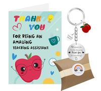 Teaching Assistant Gift, Teaching Assistant Card, Teaching Assistant Keyring Gifts for Women Men, Thank You Teacher Nursery TA Keyring Gifts Prestents from Student with Gift Box