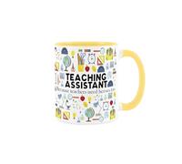 Teaching Assistant Mug - Humorous School TA & Educational Careers Themed Novelty Gifts - Tea/Coffee Hot Drinks Yellow Ceramic Cup Present