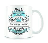 Teaching Assistant Mug - 'Worlds Best' design - Personalised Gift - Blue