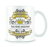 Teaching Assistant Mug - 'Worlds Best' design - Personalised Gift - Gold