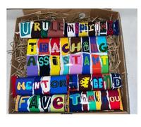 Teaching Assistant, Thank you novelty chocolate box. End of school term gift. (7 inch brown box, Main bar - mint choc)