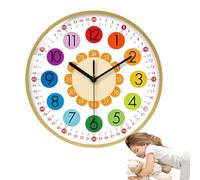Teaching Child Wall Clock - Decorative Learning For Kids’ Room, Fun Educational Tool To Learn Time | Dependable Bright Classroom Students, Study Room Decoration, Perfect Aid Early Learners