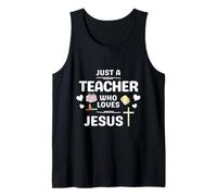Teaching Christian Faith Bow Just A Teacher Who Loves Jesus Tank Top