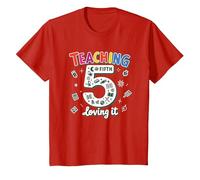 Teaching Fifth & Loving It: Educator Appreciation Gift T-Shirt, Kids, Red, 12 Years