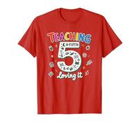 Teaching Fifth & Loving It: Educator Appreciation Gift T-Shirt, Men, Red, M