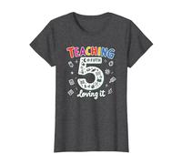Teaching Fifth & Loving It: Educator Appreciation Gift T-Shirt, Women, Dark Heather Grey, XXL