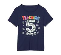 Teaching Fifth & Loving It: Educator Appreciation Gift T-Shirt, Women's Plus, Navy, 2X