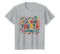 Teaching Fourth & Loving It: Educator Appreciation Gift T-Shirt, Kids, Heather Grey, 8 Years