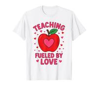 Teaching Fueled by Love Apple Heart Fun Teacher Graphic T-Shirt