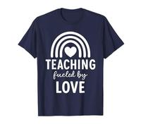 Teaching Fueled by Love Cute Rainbow Heart Teacher T-Shirt