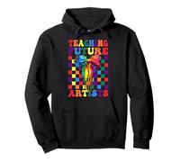 Teaching Future Artists Art Teacher School Girl Mom Coquette Pullover Hoodie
