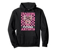 Teaching Future Artists Art Teacher School Girl Mom Coquette Pullover Hoodie